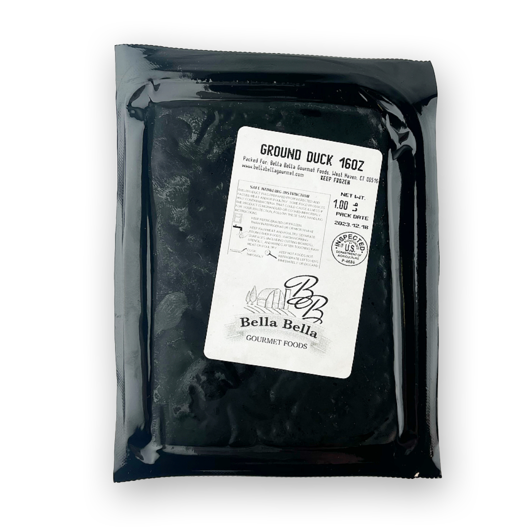 Ground Duck Meat in Packaging from Bella Bella Gourmet Foods