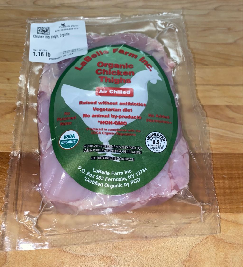 Organic Air-Chilled, Chicken Thighs boneless/ skinless